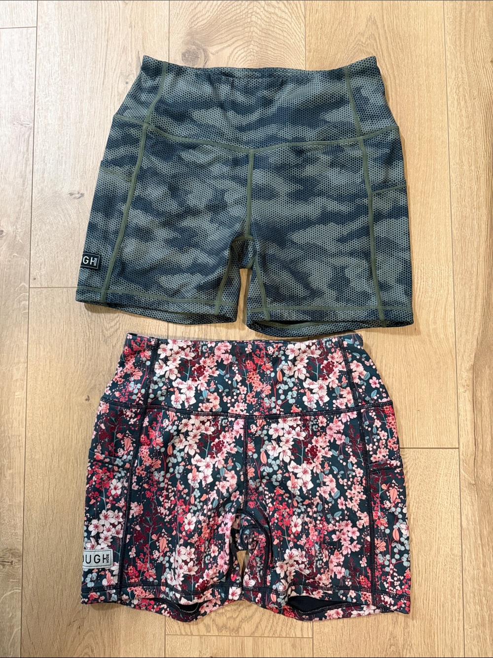 Women’s Floral & Camouflage Active Bike Shorts - Multi/Green